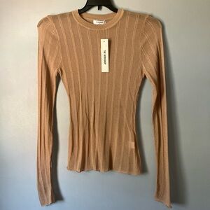 Workshop Republic Clothing Tan Ribbed Long Sleeve Top
